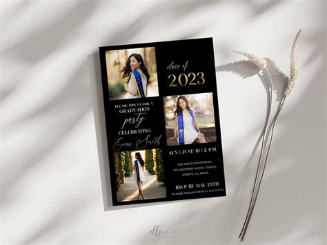 Graduation Invitation Template, Graduation Announcement, Minimalist ...