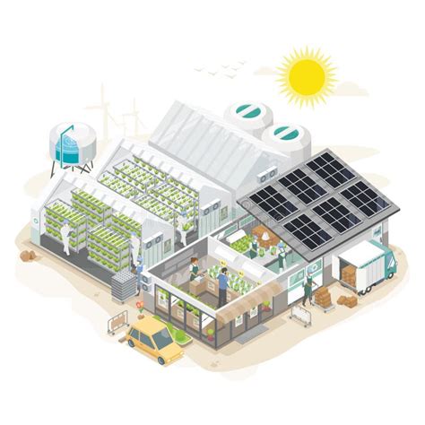 Complete Smart Plant Factory System Farming Isometric Infographic Stock