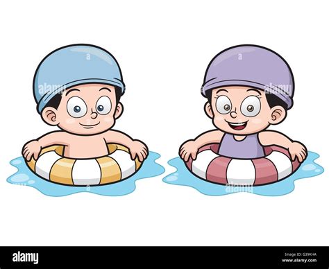 Ilustración vectorial de dibujos animados de natación para niños Imagen