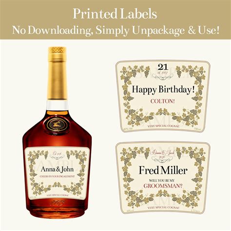 Cognac Labels Personalized Liquor Bottle Labels for Groomsmen Proposal ...