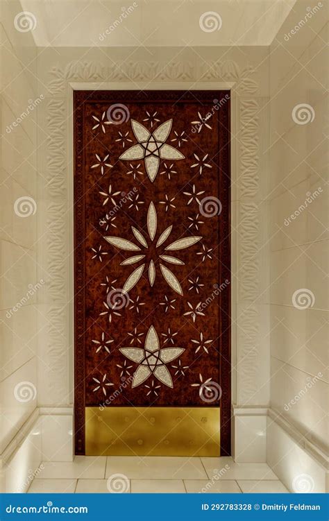 The Splendor Of Decorative Decorations Of Stained Glass Door In Interior Of Sheikh Zayed Grand