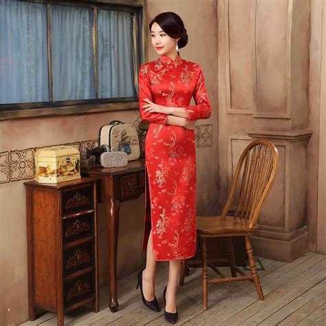 Shanghai Story Qipao Traditional Chinese Long Sleeve Cheongsam Dress