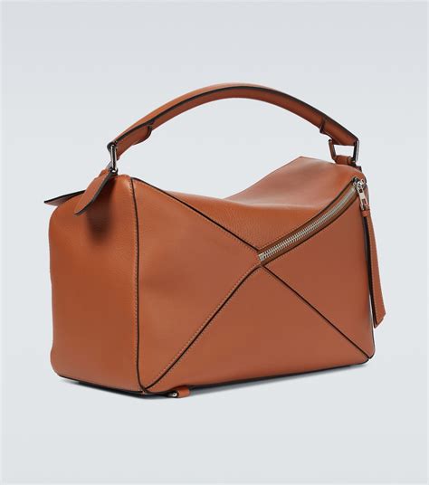 Puzzle Large Leather Shoulder Bag In Brown Loewe Mytheresa