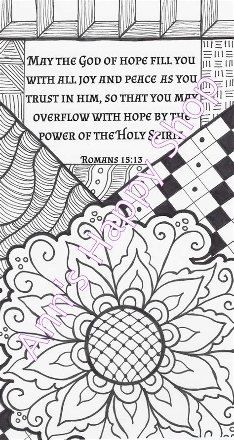 Bible Memory Verse Coloring Page Romans 1513 Zentangle®