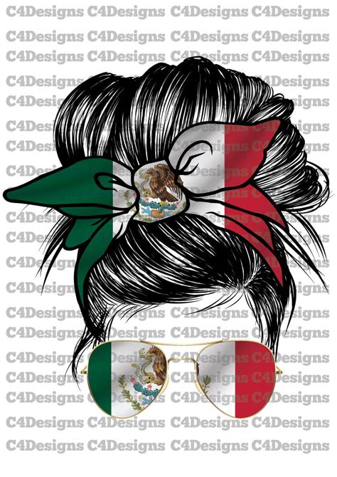 Mexico Messy Bun Png Mexico Messy Bun Latino Bandera Spanish Etsy