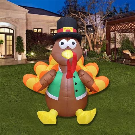 MKING Inflatable Turkey Lawn Decoration 4ft,Thanksgiving Inflatables ...