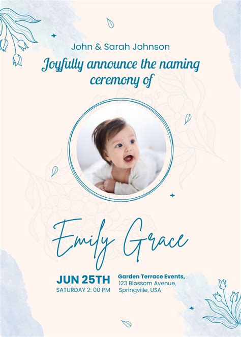 Naming Ceremony Announcement Invitation Template - Edit Online