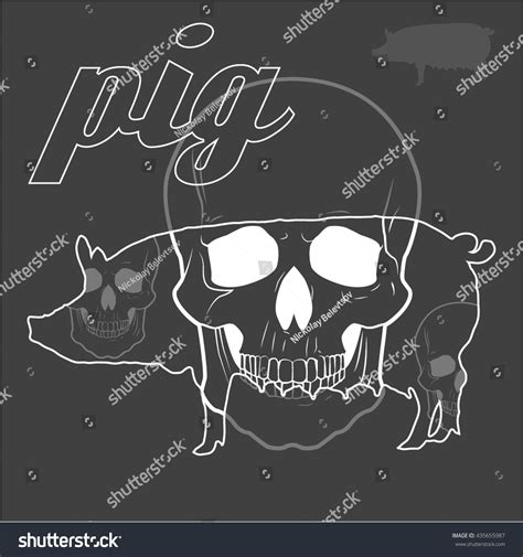 Vector Silhouette Pig Skull Inside Stock Vector Royalty Free