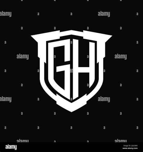 GH Logo Monogram Letter With Shield Shape Design Template Stock Vector