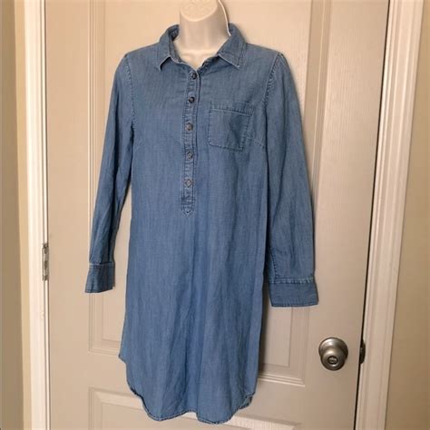 J Crew Dresses Jcrew Long Sleeve Denim Shirt Dress Small Poshmark