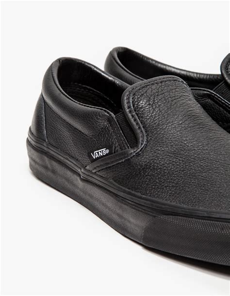 Vans Classic Slip-on Leather in Black | Lyst