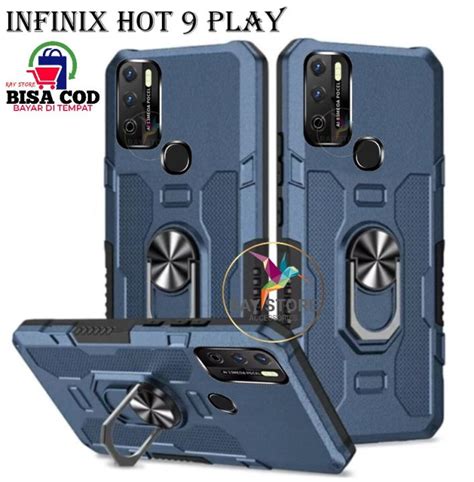 INFINIX HOT 9 PLAY CASE ROBOT HIT EYE RING CASING HP ROBOT UNTUK