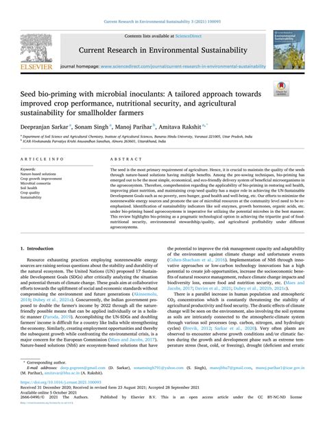 Pdf Seed Bio Priming With Microbial Inoculants A Tailored Approach