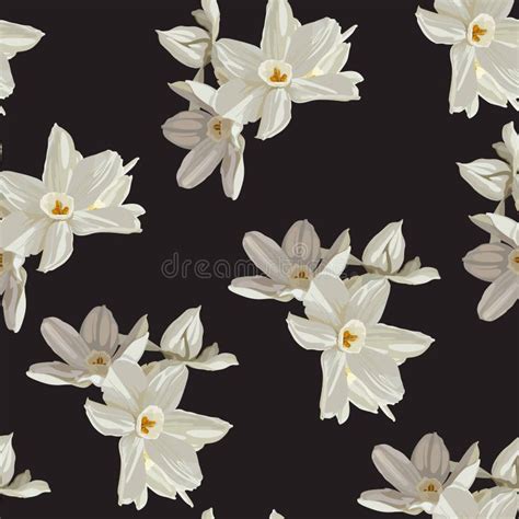 Retro Flower Seamless Pattern Daffodils Spring Flowers Narcissus