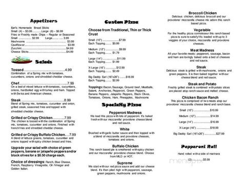 Menu Of Earl J S Restaurant In Meadville Pa 16335