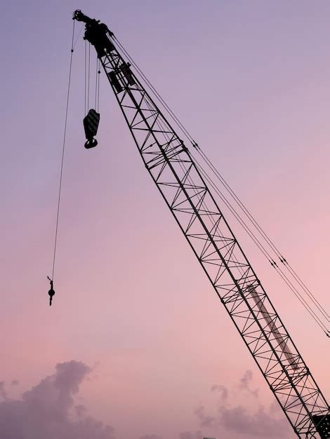 Premium Photo Low Angle View Of Silhouette Cranes Against Sky At Sunset