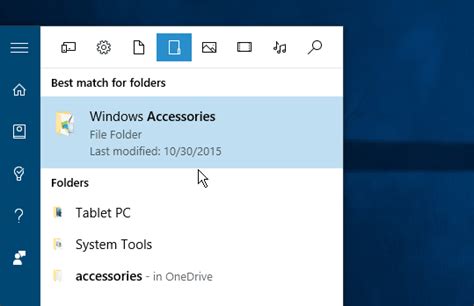 Where is the Accessories Folder in Windows 10?