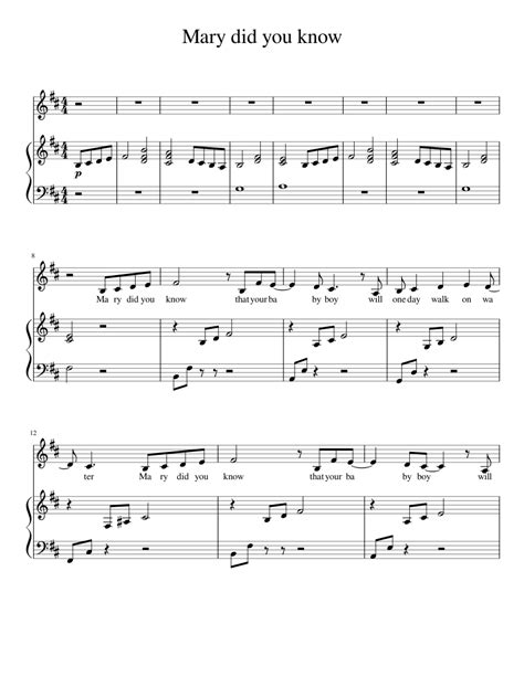 Mary did you know Sheet music for Piano, Vocals (Piano-Voice ...