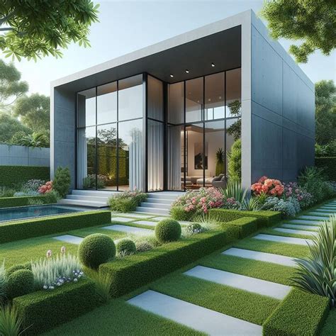 Premium Photo | Exterior modern house with garden