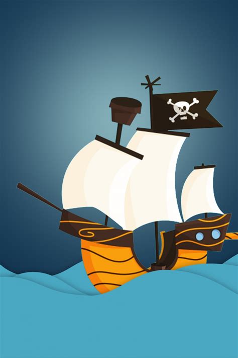 Fondo Dibujos Animados Dibujado A Mano Barco Pirata Cartel De Pantalla