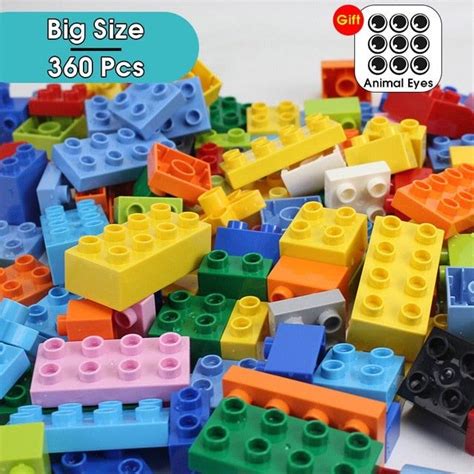 360Pcs Big Size Brick Colorful Bulk Bricks Baseplates Building Blocks