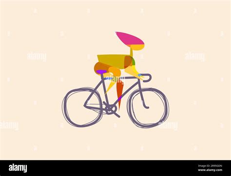 Road Bike Contemporary Abstract Style Cycling Vector Illustration Stock