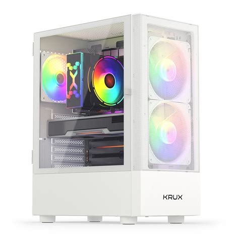 Obudowa do komputera PC 4 wentylatory RGB biała KRUX Vako Krux