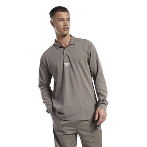 Buy Reebok Classics Mens Classics Long Sleeve Polo Trek Grey