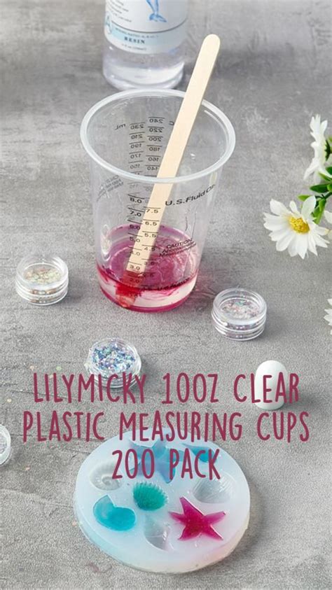 LILYMICKY 10oz Clear Plastic Measuring Cups 200 Pack Cup Measuring