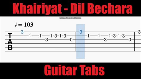 Khairiyat Guitar Tabs Dil Bechara AR Rahman Sushant YouTube