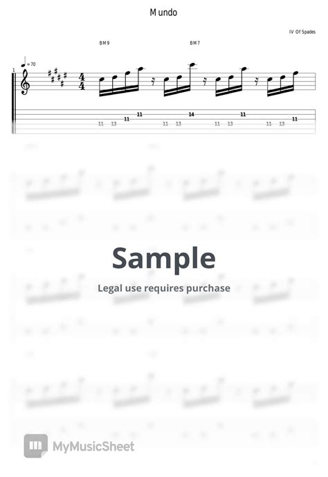 IV OF SPADES - Mundo Tab + 단선 악보 by guitar cover with tab