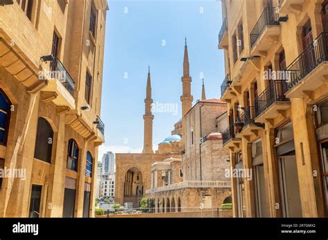 Old Beirut Central Downtown Narrow Street Architecture With Buildings