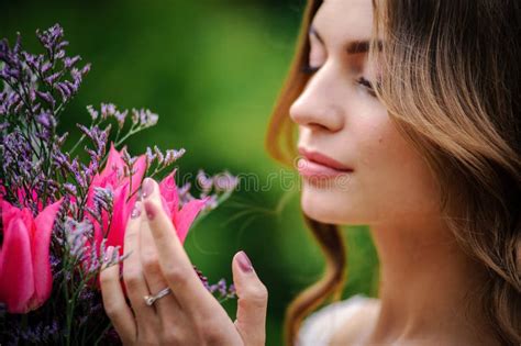 Outdoor Summer Portrait Of Young Pretty Cute Girl Stock Photo Image