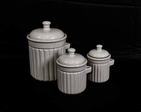 Vintage White Canisters Kitchen Storage Ceramic Canister Set Home