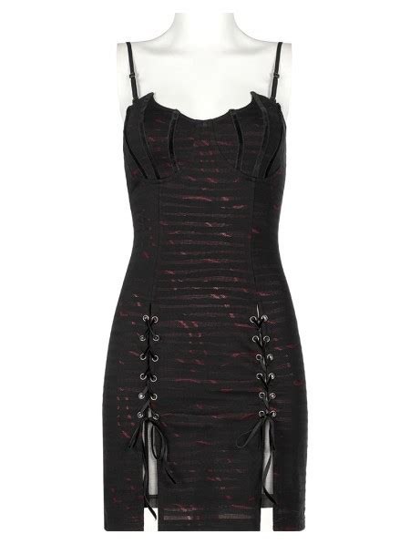 Punk Rave Black And Red Gothic Daily Wear Bat Slip Dress Darkincloset