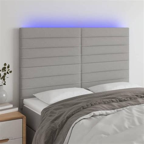 Vidaxl Zagłówek Do Łóżka Z Led Jasnoszary 144X5X118 128 Cm Tkanina