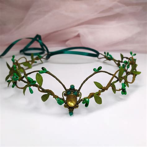 Woodland Elven Crown Green Elf Fairy Crown Elven Tiara Elven Etsy