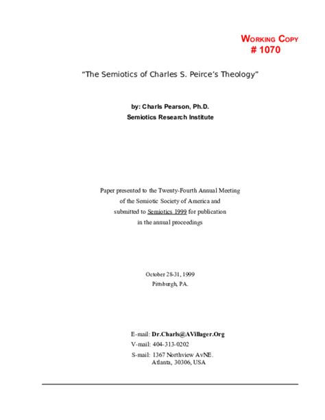 (DOC) The Semiotics of Charles Peirce's Theology | Charls Pearson ...