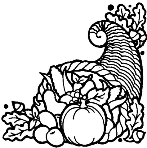 Thanksgiving Coloring Pages: Thanksgiving Cornucopia Coloring Pages