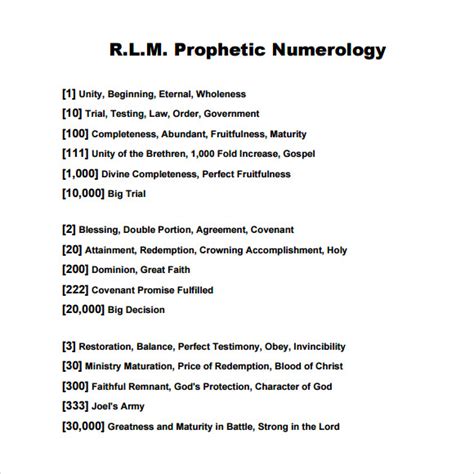 Free Sample Numerology Chart Templates In Pdf