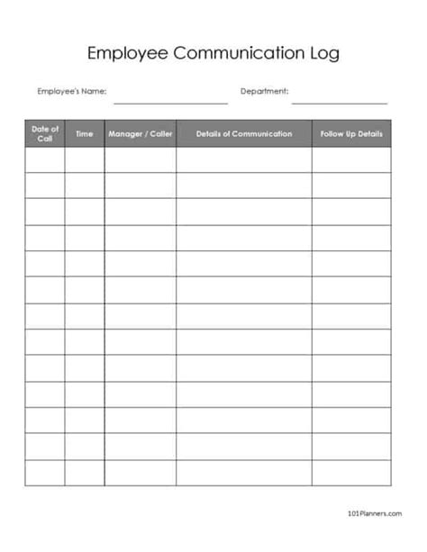 Free Communication Log Template Word Excel Or Pdf