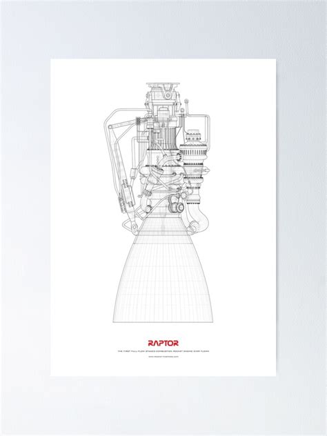 "Blueprint of SpaceX Raptor Rocket Engine" Poster for Sale by ...