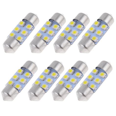 8 adet 31mm 1 25 1210 beyaz SMD 6 LED beyaz mikro araba İç Festoon