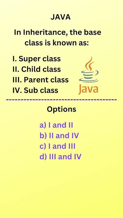 😍java Mcqs Java Inheritance😍 Shorts Youtubeshorts 🔥 Youtube