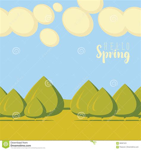 Spring Landscape With Trees Stock Vector Illustration Of Season