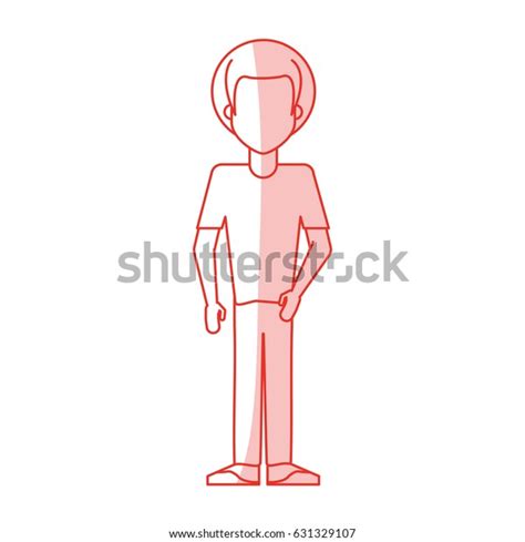 Red Silhouette Shading Caricature Faceles Body Stock Vector Royalty