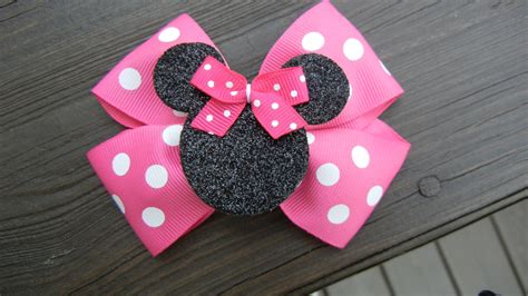 Pink Minnie Mouse Hair Bow Hairbow By Crystalnmedesigns On Etsy