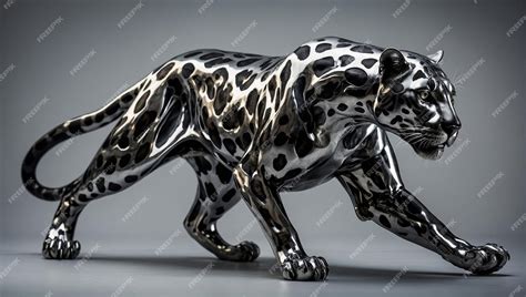 Premium Photo Beautiful Chrome Panther Dynamic Pose Full Panther Body