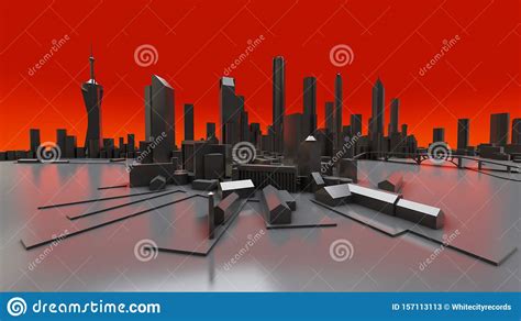 Three Dimensional Landscape Of The Modern City The Huge Layout Of The