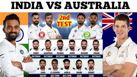 India Vs Australia 2nd Test Match Playing 11 Indian Team Final Playing 11 For 2nd Test Matc Vs